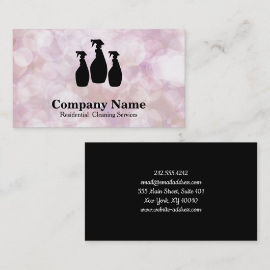 Elegant Cleaning Service Glitter Bokeh Business Ca 名刺 (正面/裏面)
