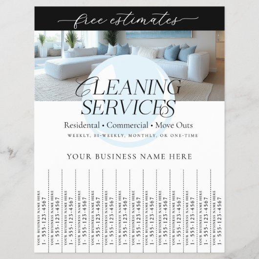 Elegant Cleaning Services Tear Off Strips Flyer チラシ (正面)