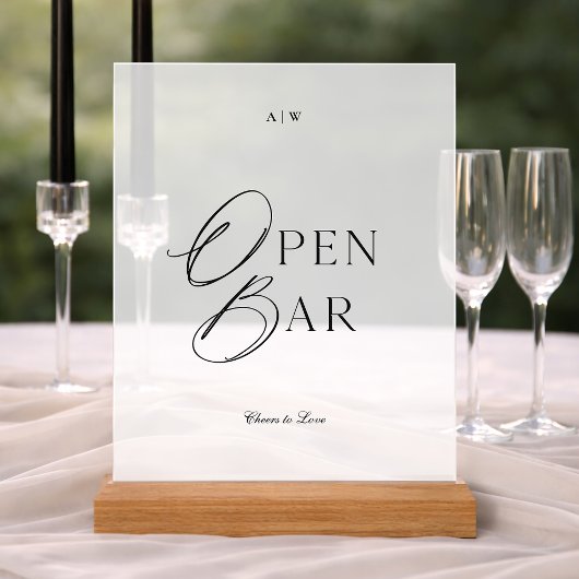 Elegant Clear Acrylic Open Bar Sign アクリルサイン