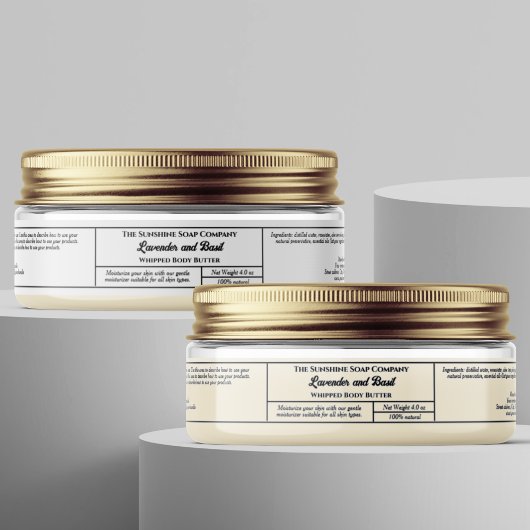 Elegant Clear or White Skin Cream Jar Label 1"x 7" シール