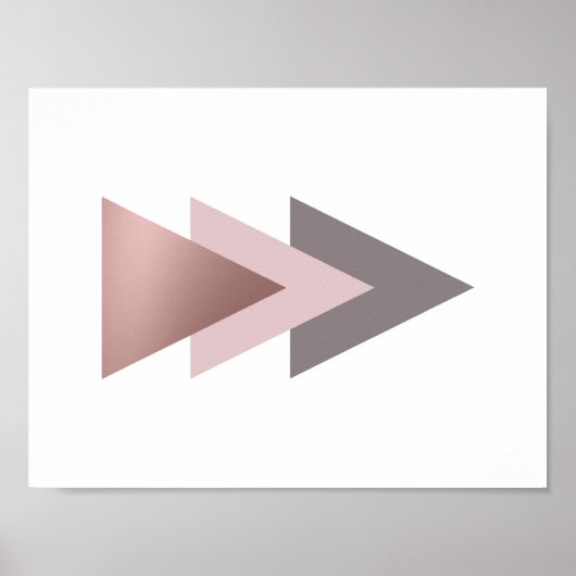 elegant clear rose gold foil geometric triangles ポスター (正面)