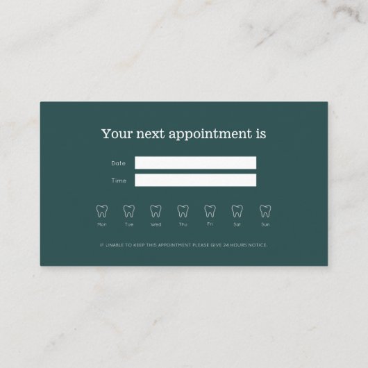 Elegant Clinical Dentist  Practice Appointment 名刺 (裏面)