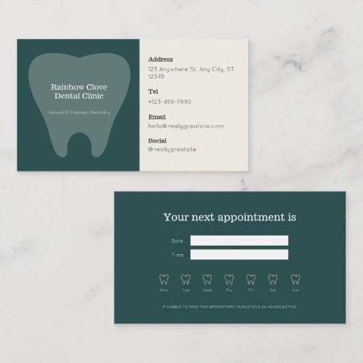 Elegant Clinical Dentist  Practice Appointment 名刺 (正面/裏面)