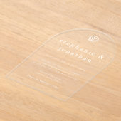 Elegant Coastal Beach Dusty Blue Minimal Wedding アクリル招待状 (レイダウン)