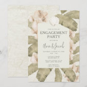 Elegant Coastal Beach Engagement Party  招待状 (正面/裏面)