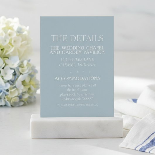 Elegant Coastal Blue Modern Wedding エンクロージャーカード