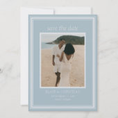 Elegant Coastal Blue Modern Wedding Photo セーブザデート (正面)