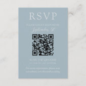 Elegant Coastal Blue Script QR Wedding  出欠カード (正面)