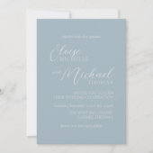 Elegant Coastal Blue Script Wedding Invitation 招待状 (正面)