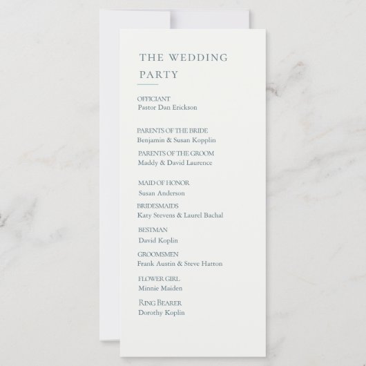 Elegant Coastal Blue Seashell Wedding Program (裏面)