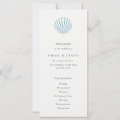 Elegant Coastal Blue Seashell Wedding Program (正面)