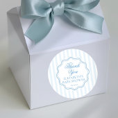 Elegant Coastal Blue Stripe Wavy Script Thank You ラウンドシール