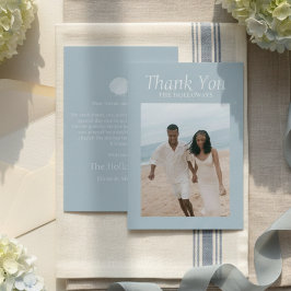 Elegant Coastal Blue Wedding Flat Thank You Card サンキューカード
