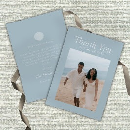 Elegant Coastal Blue Wedding Flat Thank You Card サンキューカード