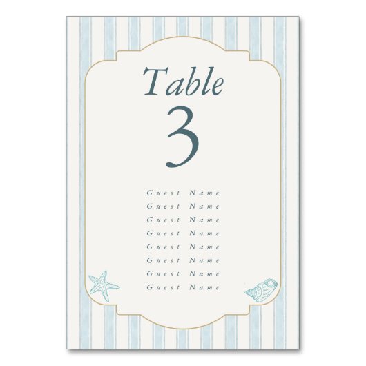 Elegant Coastal Elegant Wedding テーブルナンバー (正面)