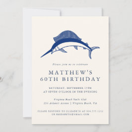 Elegant Coastal Fisherman Adult Birthday Party 招待状