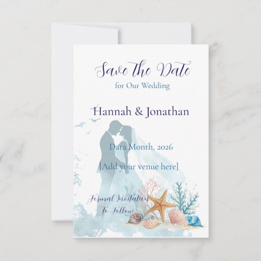Elegant Coastal Romance Wedding  セーブザデート (正面)