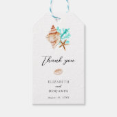 Elegant Coastal Seashell Thank you Beach Wedding ギフトタグ (正面)