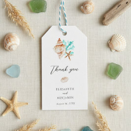 Elegant Coastal Seashell Thank you Beach Wedding ギフトタグ