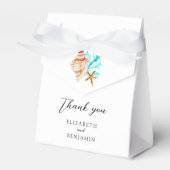 Elegant Coastal Seashell Thank you Beach Wedding フェイバーボックス (正面サイド)