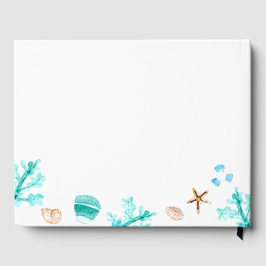 Elegant Coastal Seashell Watercolor Beach Wedding ゲストブック (裏面)