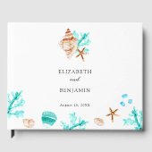 Elegant Coastal Seashell Watercolor Beach Wedding ゲストブック (正面)