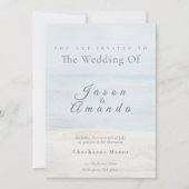 Elegant Coastal Soft Blue Watercolor  Invitation 招待状 (正面)