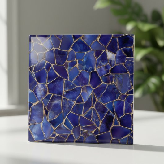 Elegant Cobalt Blue Gold Mosaic タイル