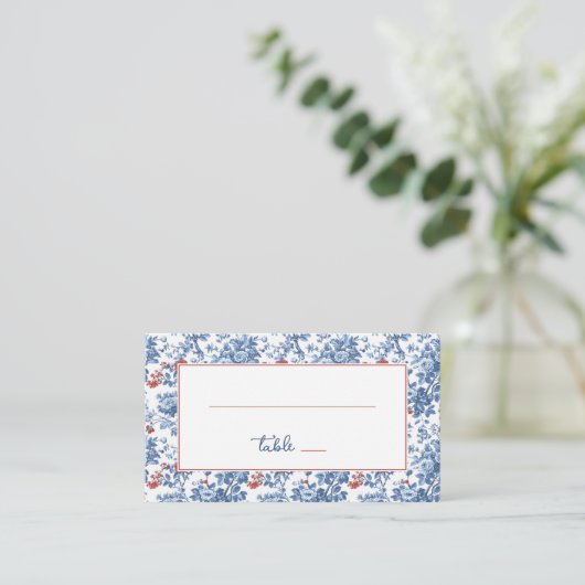 Elegant Cobalt Floral Border プレイスカード (スタンド正面)