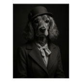 Elegant Cocker Spaniel in Cloche Hat & Scarf ポスター (正面)