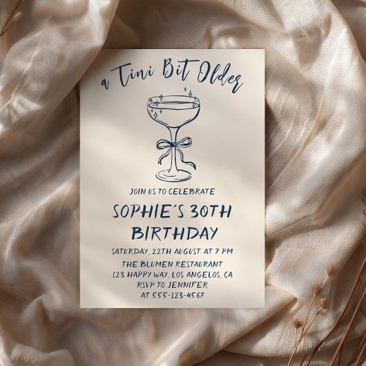 Elegant Cocktail A Tini Bit Older 30th Birthday 招待状