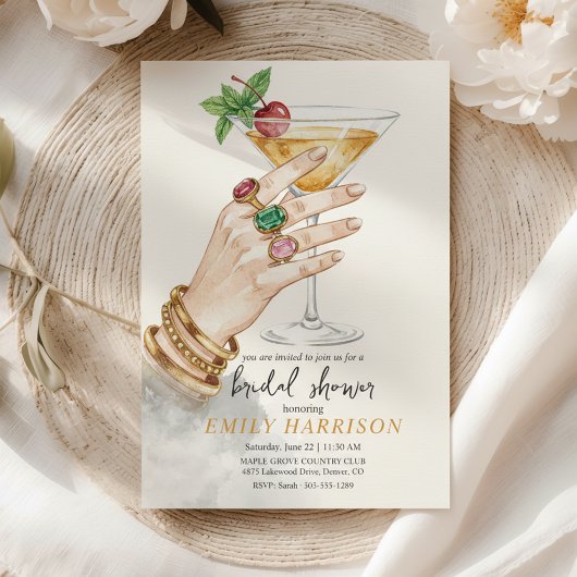 Elegant Cocktail Bridal Shower Invitation Art 招待状