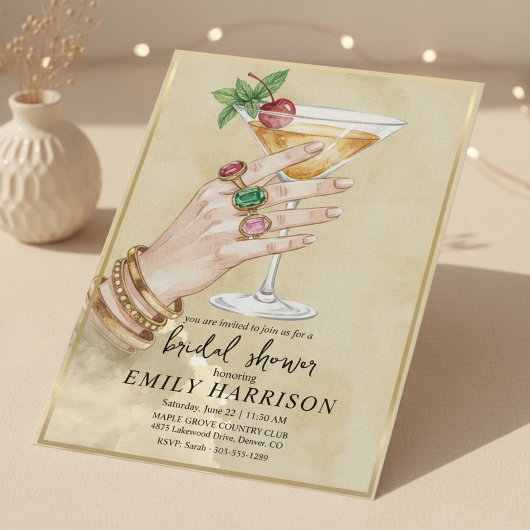 Elegant Cocktail Bridal Shower Invitation Art 招待状