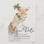 Elegant Cocktail Save the Date Wedding Invitation 招待状 (正面)
