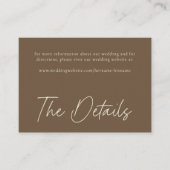 Elegant Cocoa Brown Minimalist Wedding エンクロージャーカード (正面)