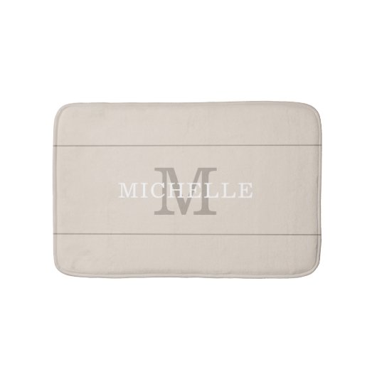 Elegant Coffee Cream Monogram Custom Name バスマット (正面)