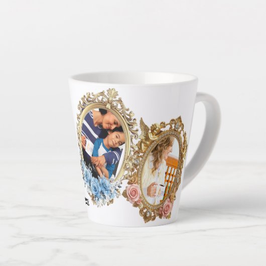 Elegant Coffee Mug with Classic Gold Frame - Desig カフェラテマグ (右アングル)