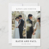 Elegant Collage 2 Photo Modern Black Chic Wedding 招待状 (正面)