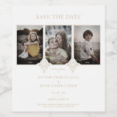 Elegant Collage Lace 3 Photos Couple Wedding ワインラベル (シングルラベル)