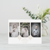 Elegant Collage Lace Romantic 3 Photos Couple サンキューカード (スタンド正面)