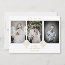 Elegant Collage Lace Romantic 3 Photos Couple サンキューカード