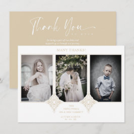 Elegant Collage Lace Romantic 3 Photos Couple サンキューカード