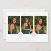 Elegant Collage Lace Romantic 3 Photos Graduation 招待状 (正面)