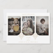 Elegant Collage Lace Then & Now 3 Photos Wedding セーブザデート (正面)