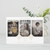 Elegant Collage Lace Then & Now 3 Photos Wedding セーブザデート (スタンド正面)