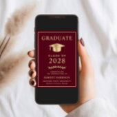 Elegant College Burgundy Graduation 案内状