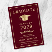 Elegant College Burgundy Graduation 案内状