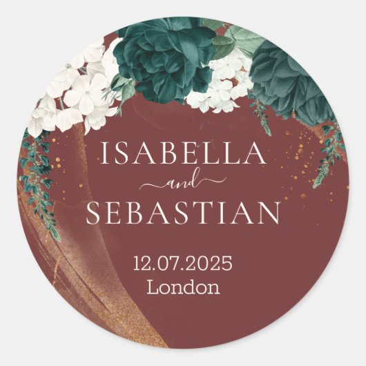 Elegant Color Rose Floral ラウンドシール (正面)