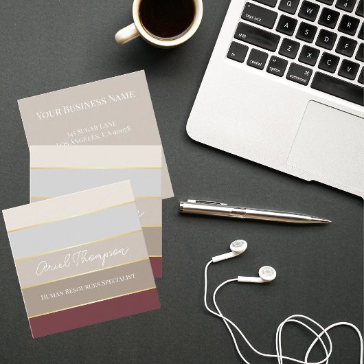 Elegant Color Stripes Personalized Business Card スクエア名刺