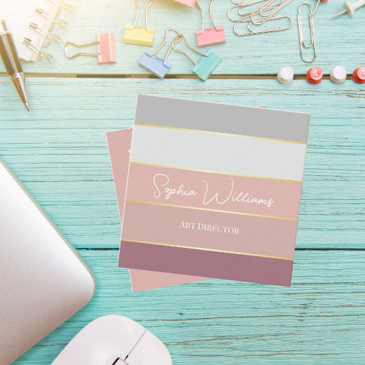 Elegant Color Stripes Personalized Business Card スクエア名刺